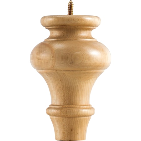 Hardware Resources 4" Wx4"Dx6"H Alder Turned Transitional Bun Foot BF60CH